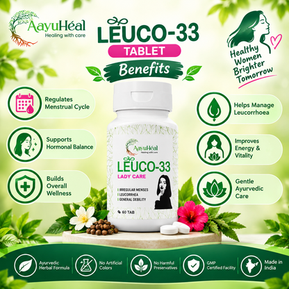 Leuco-33 Tablets Ayurvedic Women's Menstrual & Reproductive Wellness Support