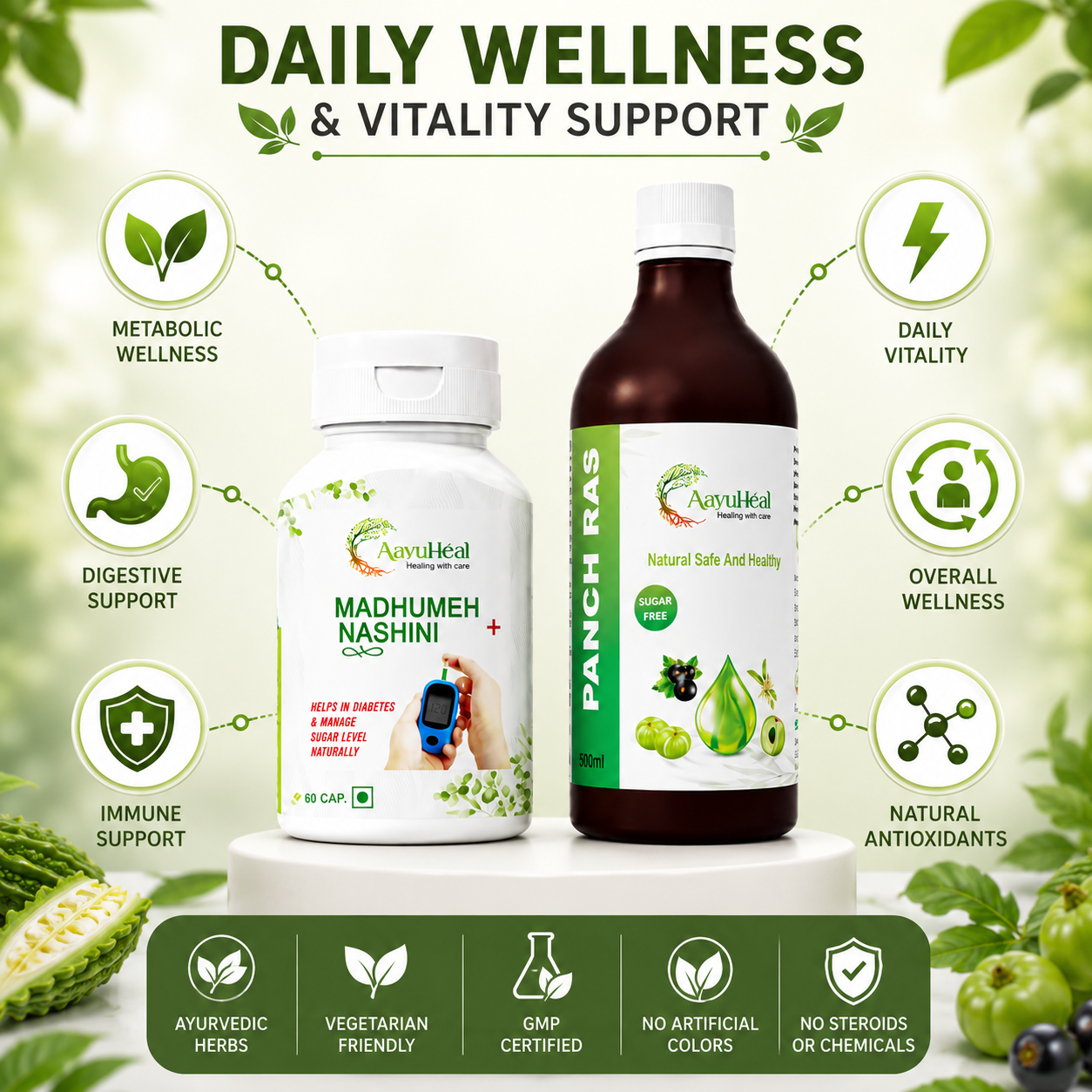 MadhuMeh Nashini Tablets & Panch Ras Combo | Ayurvedic Diabetes Wellness Support