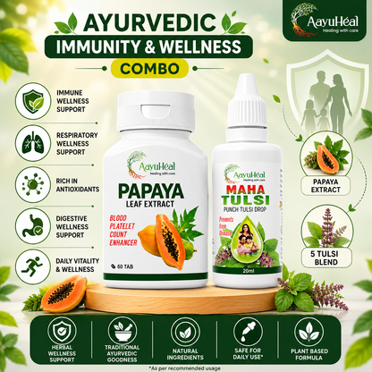 Papaya + Panch Tulsi Herbal Wellness Combo | Ayurvedic Immunity & Seasonal Wellness Support