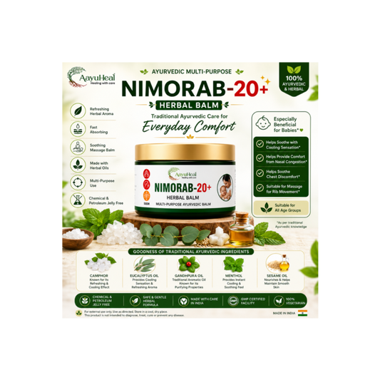 AayuHeal Nimorab-20+ Ayurvedic Herbal Balm for traditional herbal massage and everyday wellness.