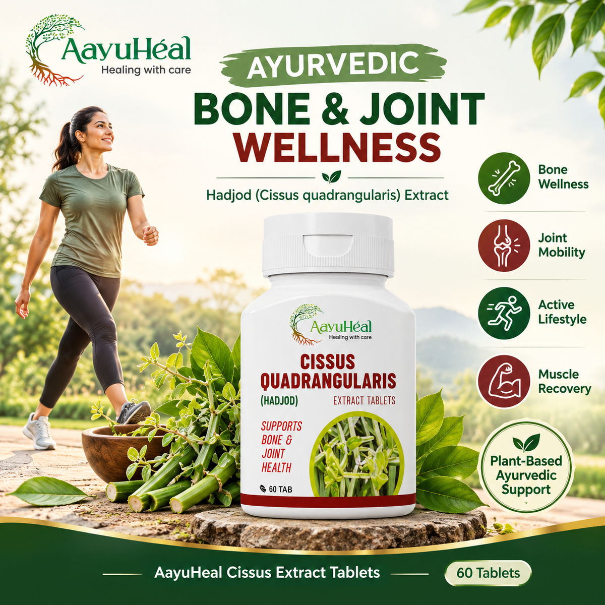 Cissus Extract Tablets Ayurvedic Hadjod Bone, Joint & Mobility Wellness Support