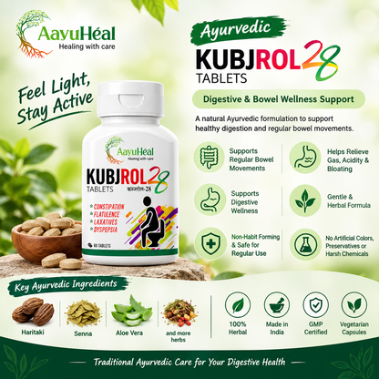 Kubjrol-28 Ayurvedic Constipation & Digestive Wellness Support Tablets