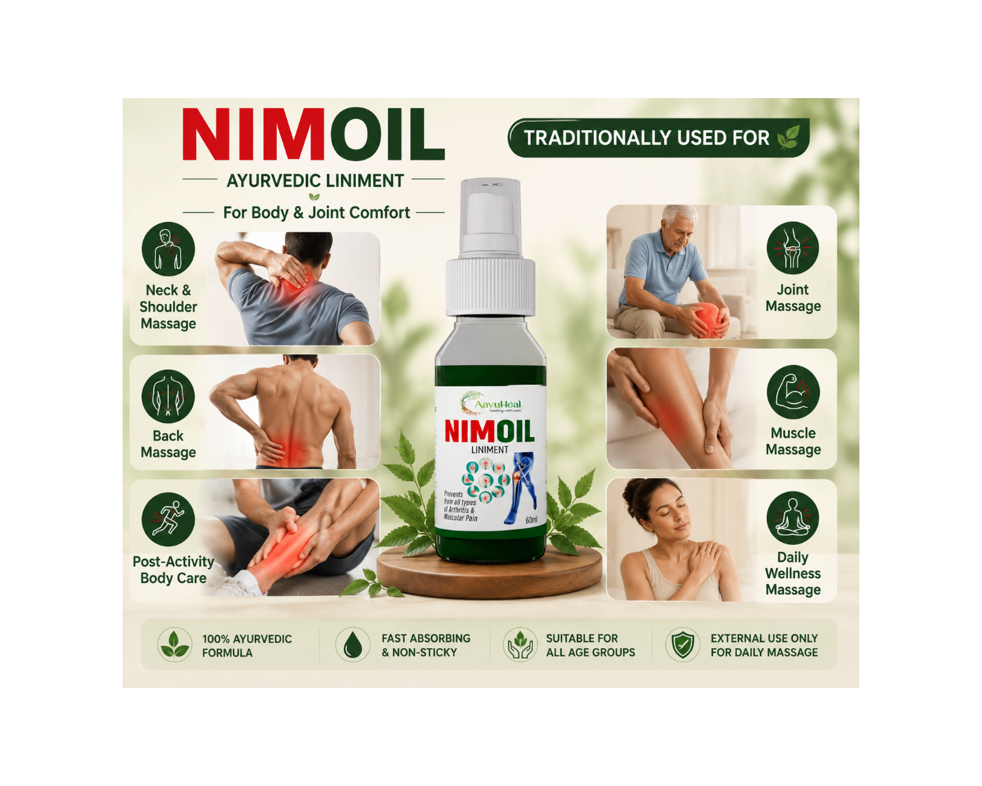 NimOil Ayurvedic Herbal Massage Oil  Body & Joint Comfort  60 ml