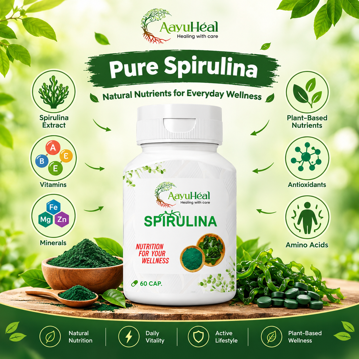 Spirulina Extract Capsules | Daily Energy, Immunity & Wellness Support