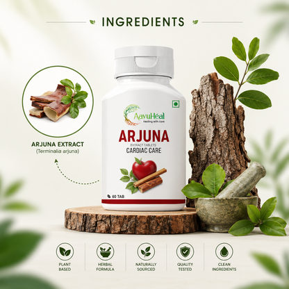 Arjuna Extract Tablets | Ayurvedic Heart & Cardiovascular Wellness Support | 60 Tablets