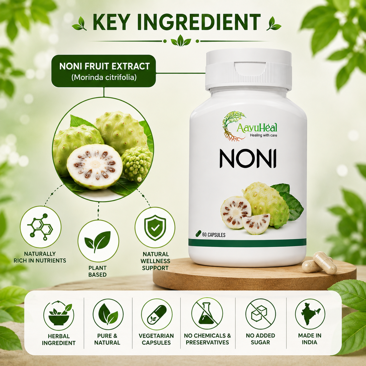 Noni Antioxidant Capsules | Noni Fruit Extract | 60 Veg Capsules