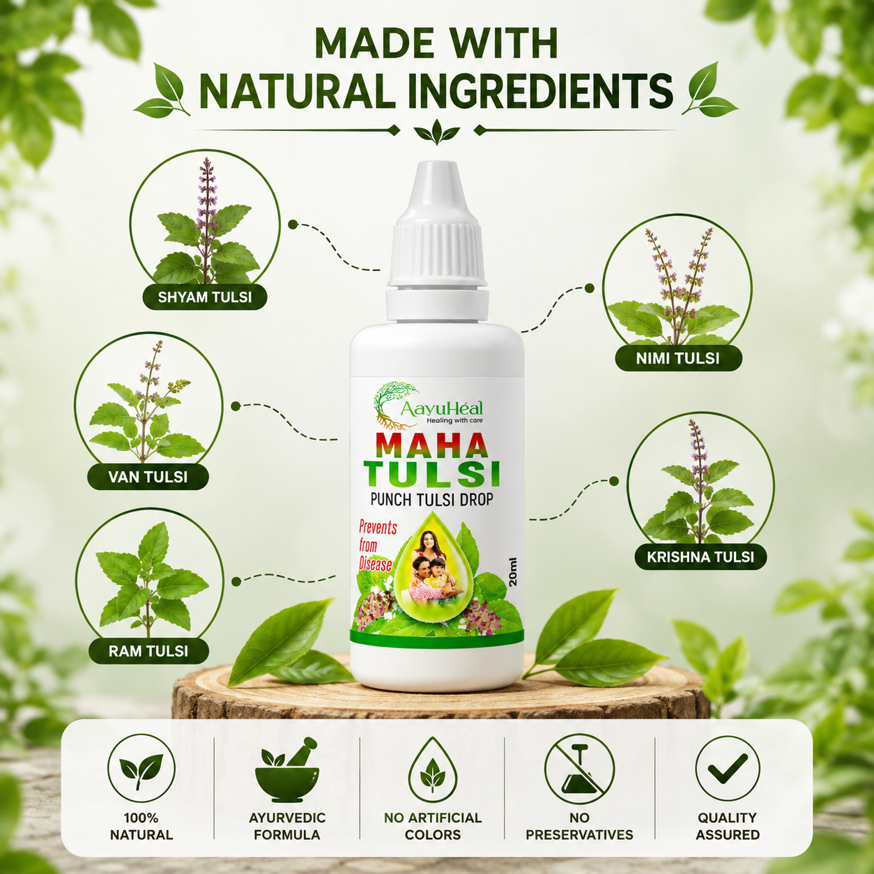 Panch Tulsi Drops
Ayurvedic Tulsi Drops
Tulsi Herbal Drops
Panch Tulsi Extract
Ayurvedic Herbal Wellness
Tulsi Wellness Supplement
AayuHeal Panch Tulsi Drops
Herbal Drops Made in India