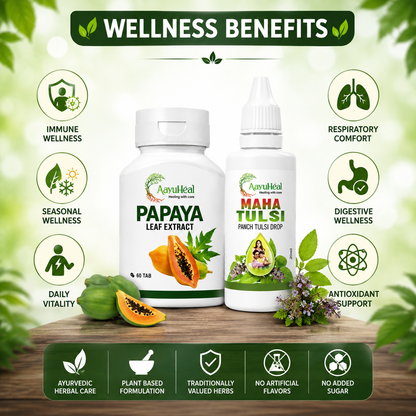 Papaya + Panch Tulsi Herbal Wellness Combo | Ayurvedic Immunity & Seasonal Wellness Support