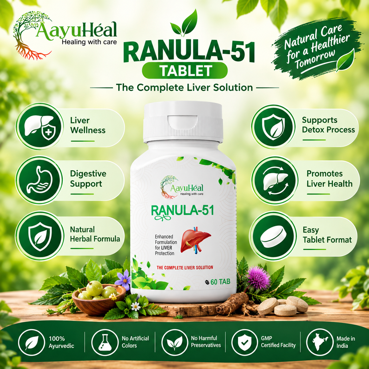 Ranula-51 Ayurvedic Liver & Digestive Wellness Support Tablets