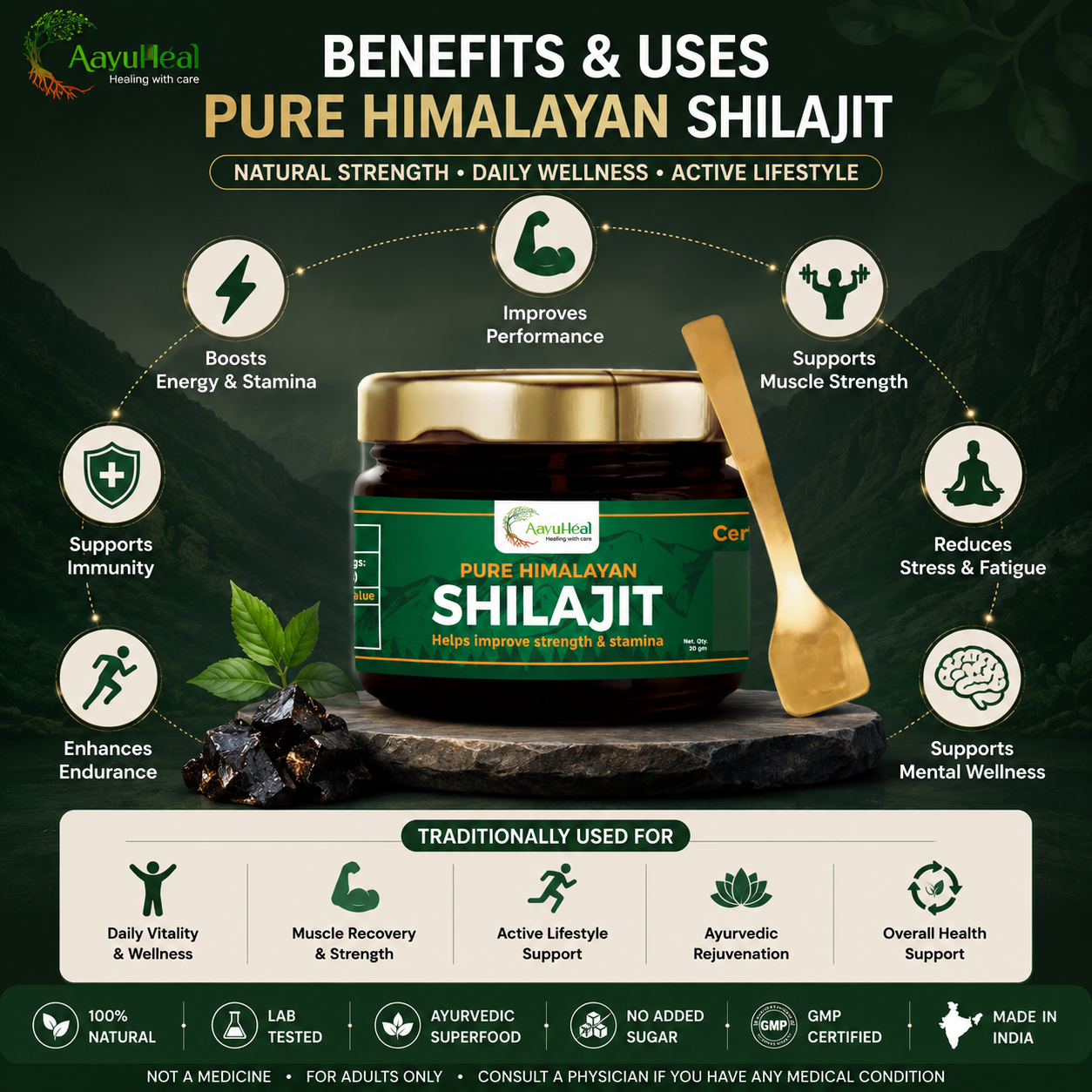 Pure Himalayan Shilajit Resin | Ayurvedic Wellness Support for Vitality & Daily Energy | 20g