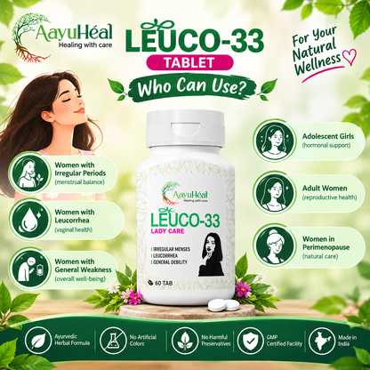 Leuco-33 Tablets Ayurvedic Women's Menstrual & Reproductive Wellness Support