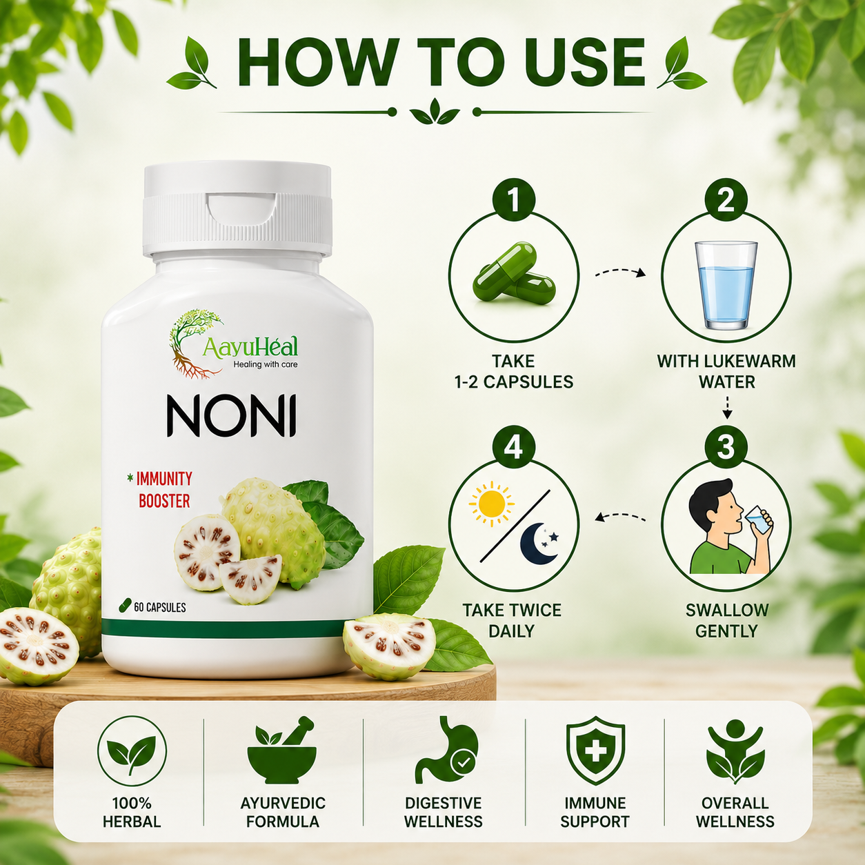 Noni Antioxidant Capsules | Noni Fruit Extract | 60 Veg Capsules