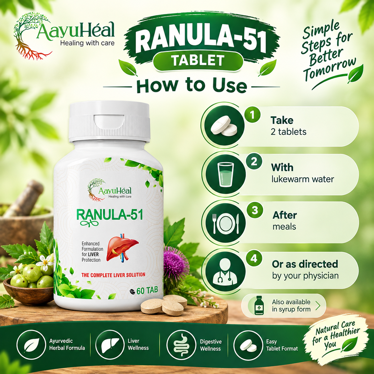 Ranula-51 Ayurvedic Liver & Digestive Wellness Support Tablets