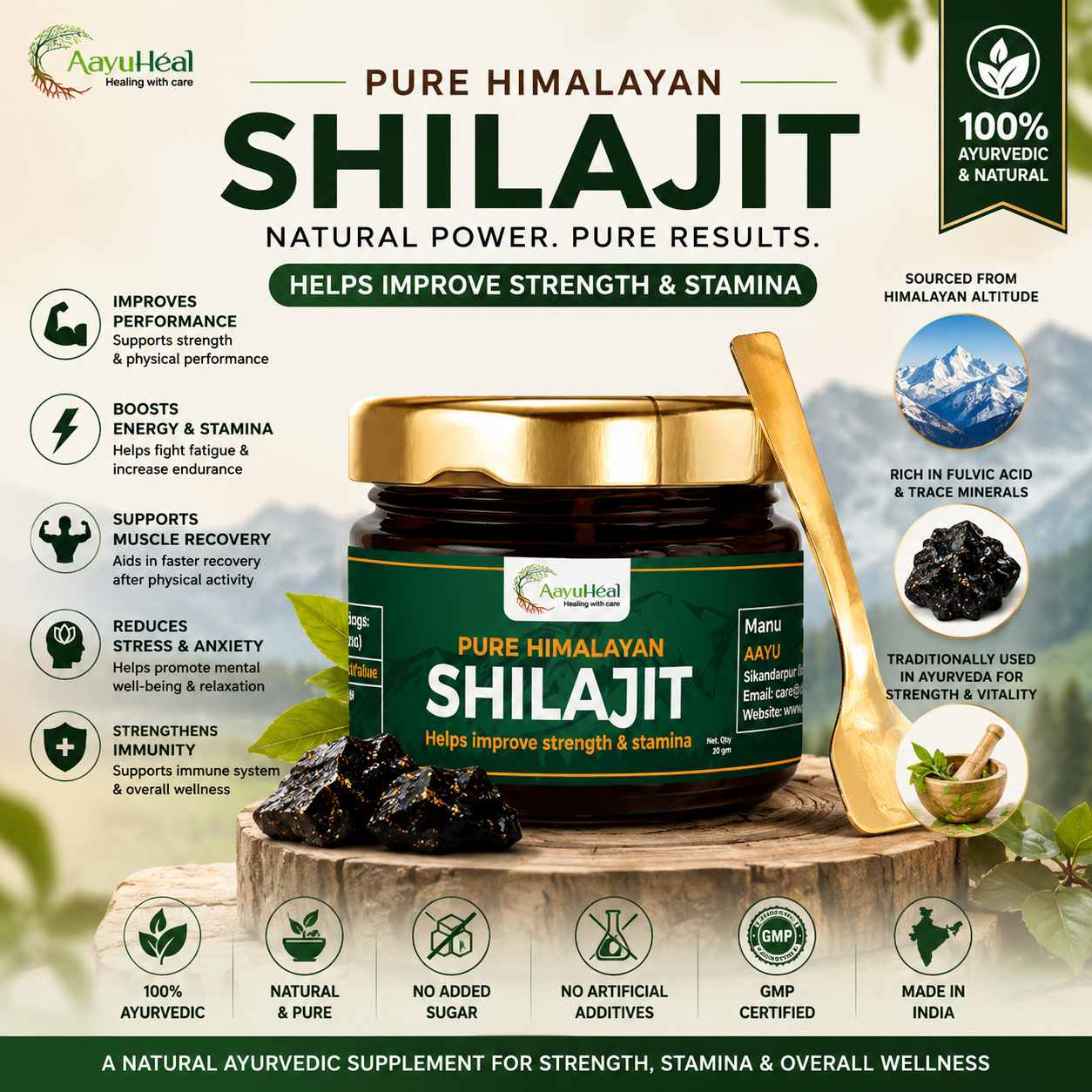 Pure Himalayan Shilajit Resin | Ayurvedic Wellness Support for Vitality & Daily Energy | 20g