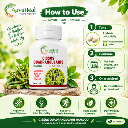Cissus Extract Tablets Ayurvedic Hadjod Bone, Joint & Mobility Wellness Support