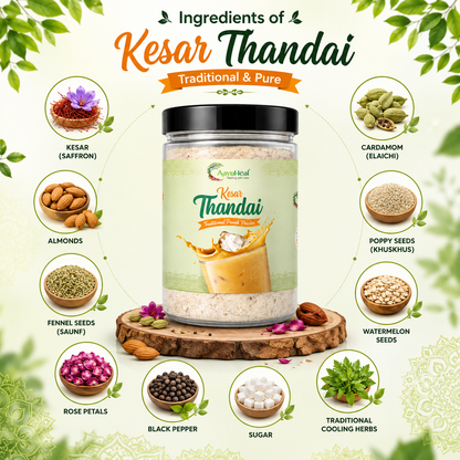 AayuHeal Kesar Thandai | Ayurvedic Drink Mix with Kesar, Dry Fruits; Traditional Cooling Herbs