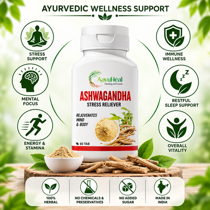 Ashwagandha Extract Tablets | Ayurvedic Herbal Wellness & Stress Support | 60 Tablets