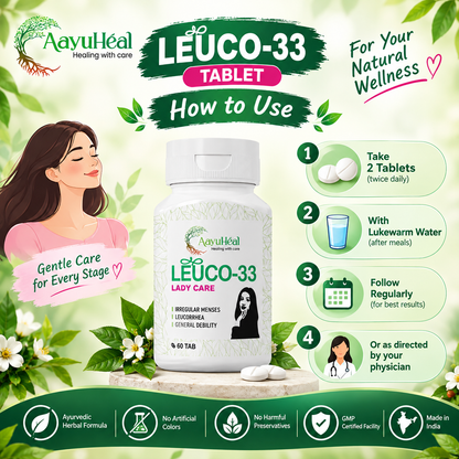 Leuco-33 Tablets Ayurvedic Women's Menstrual & Reproductive Wellness Support