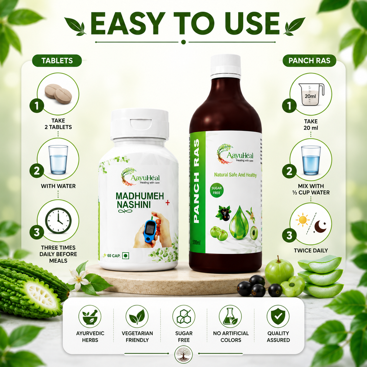 MadhuMeh Nashini Tablets & Panch Ras Combo | Ayurvedic Diabetes Wellness Support