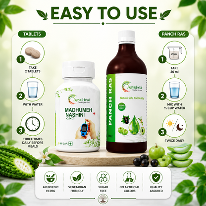 MadhuMeh Nashini Tablets & Panch Ras Combo | Ayurvedic Diabetes Wellness Support