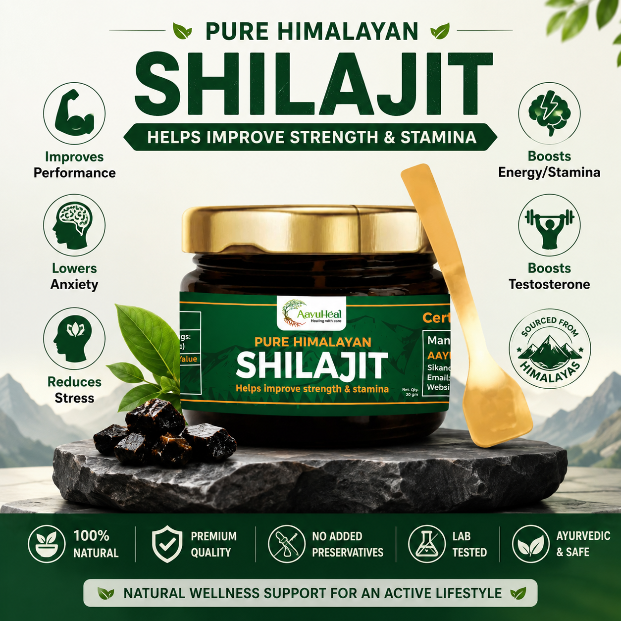 Pure Himalayan Shilajit Resin | Ayurvedic Wellness Support for Vitality & Daily Energy | 20g