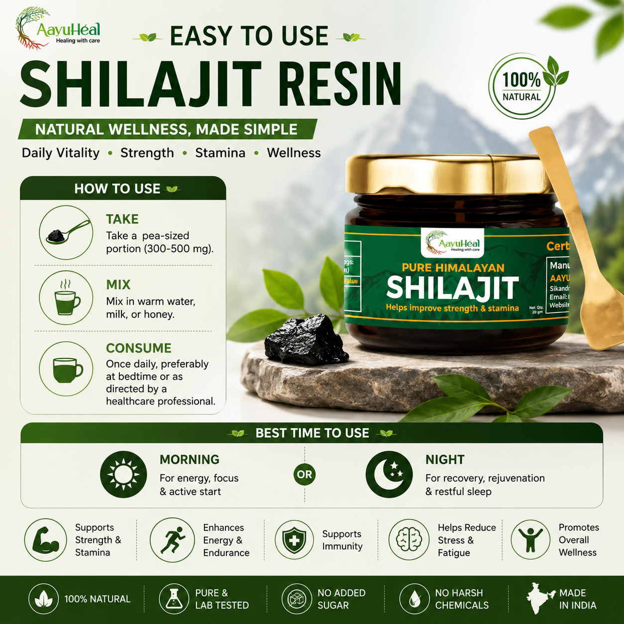 Pure Himalayan Shilajit Resin | Ayurvedic Wellness Support for Vitality & Daily Energy | 20g