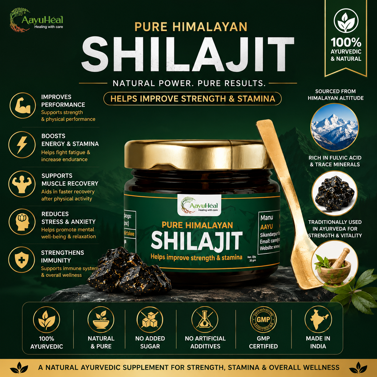 Pure Himalayan Shilajit Resin | Ayurvedic Wellness Support for Vitality & Daily Energy | 20g